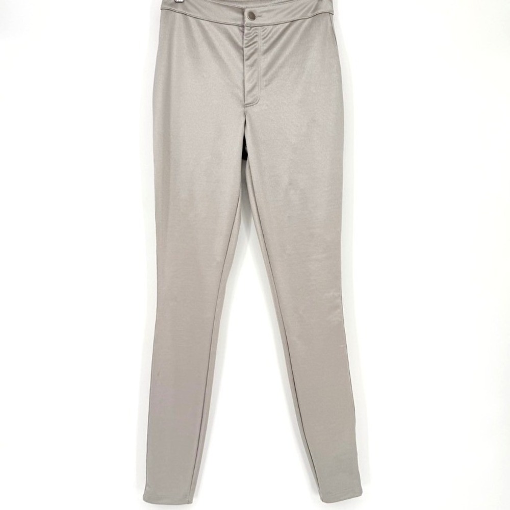 SKIMS Metallic High Waisted Leggings Silver Taupe Skinny Pants Small Cyber Glam